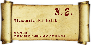 Mladoniczki Edit névjegykártya